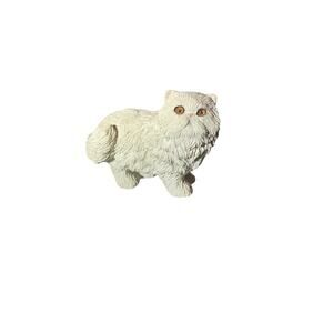 Vintage 1995 Sandicast Persian Cat Figure White Amber Eyed by Sandra Brue